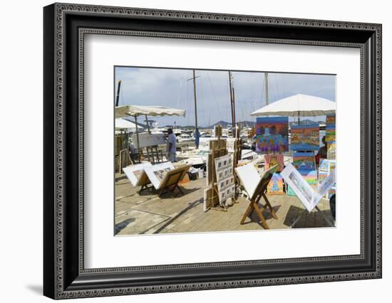 Art for sale by the harbour, Saint Tropez, Var, Cote d'Azur, Provence, French Riviera, France, Medi-Fraser Hall-Framed Photographic Print