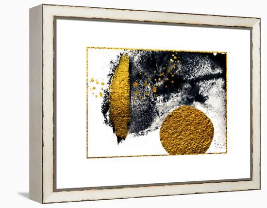 Art&Gold. Painting. Natural Luxury. Black Paint Stroke Texture on White Paper. Abstract Hand Painte-CARACOLLA-Framed Stretched Canvas