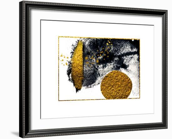 Art&Gold. Painting. Natural Luxury. Black Paint Stroke Texture on White Paper. Abstract Hand Painte-CARACOLLA-Framed Art Print