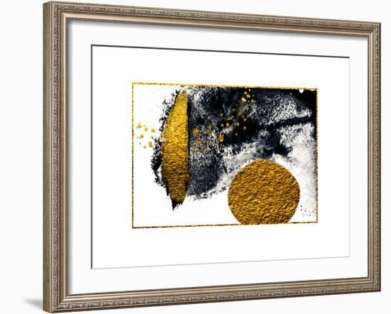 Art&Gold. Painting. Natural Luxury. Black Paint Stroke Texture on White Paper. Abstract Hand Painte-CARACOLLA-Framed Art Print