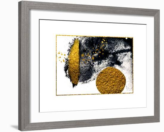 Art&Gold. Painting. Natural Luxury. Black Paint Stroke Texture on White Paper. Abstract Hand Painte-CARACOLLA-Framed Art Print