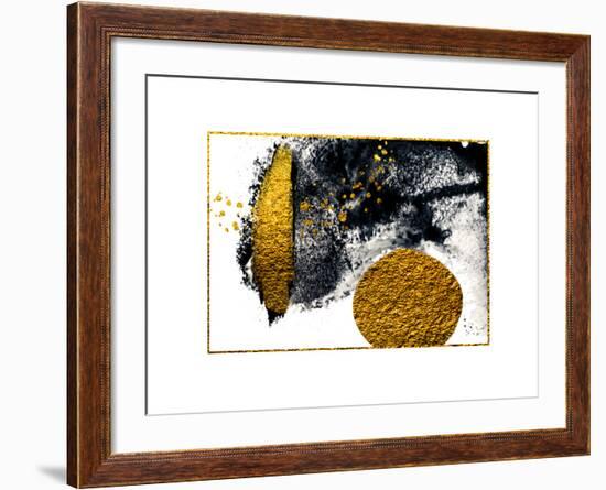 Art&Gold. Painting. Natural Luxury. Black Paint Stroke Texture on White Paper. Abstract Hand Painte-CARACOLLA-Framed Art Print