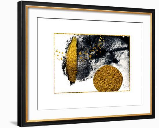 Art&Gold. Painting. Natural Luxury. Black Paint Stroke Texture on White Paper. Abstract Hand Painte-CARACOLLA-Framed Premium Giclee Print