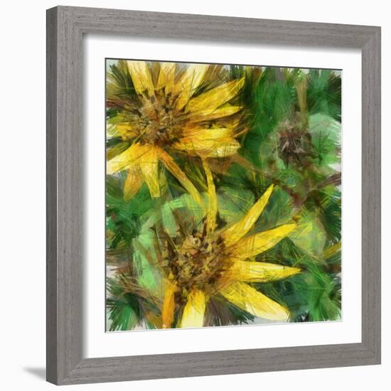 Art Grunge Autumn Floral Vintage Background , Drawing with Color Pencils-Irina QQQ-Framed Art Print