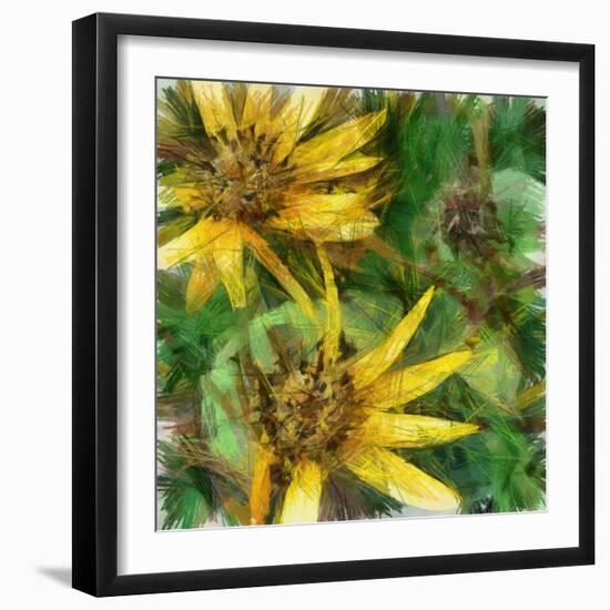 Art Grunge Autumn Floral Vintage Background , Drawing with Color Pencils-Irina QQQ-Framed Art Print