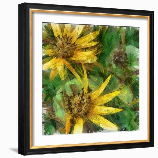 Art Grunge Autumn Floral Vintage Background , Drawing with Color Pencils-Irina QQQ-Framed Art Print