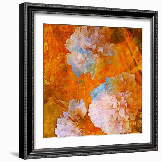 Art Grunge Floral Vintage Background in Orange and Light Pink-Irina QQQ-Framed Art Print