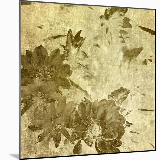 Art Grunge Floral Vintage Watercolor Sepia Background with Peonies-Irina QQQ-Mounted Art Print