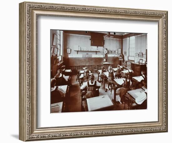 Art Lesson, Fulham County Secondary School, London, 1908-null-Framed Photographic Print