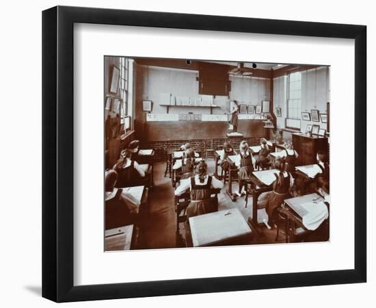 Art Lesson, Fulham County Secondary School, London, 1908-null-Framed Photographic Print