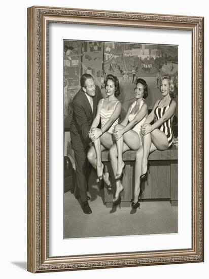 Art Linkletter with Bathing Beauties-null-Framed Art Print