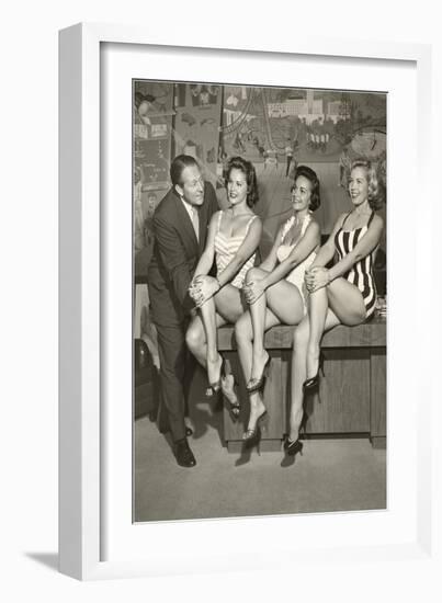 Art Linkletter with Bathing Beauties-null-Framed Art Print