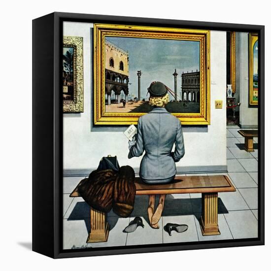 "Art Lover", March 3, 1956-Stevan Dohanos-Framed Premier Image Canvas