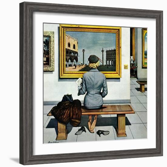 "Art Lover", March 3, 1956-Stevan Dohanos-Framed Giclee Print