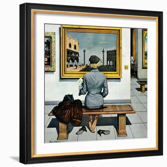 "Art Lover", March 3, 1956-Stevan Dohanos-Framed Giclee Print