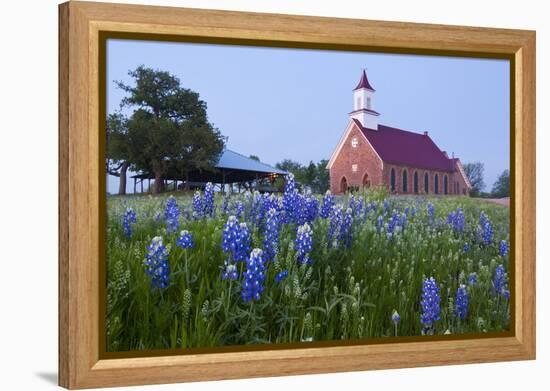 Art Methodist Church and Bluebonnets Near Mason, Texas, USA-Larry Ditto-Framed Premier Image Canvas