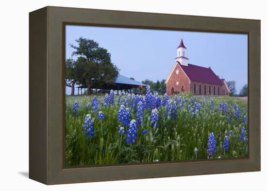 Art Methodist Church and Bluebonnets Near Mason, Texas, USA-Larry Ditto-Framed Premier Image Canvas