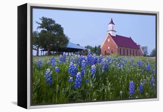 Art Methodist Church and Bluebonnets Near Mason, Texas, USA-Larry Ditto-Framed Premier Image Canvas