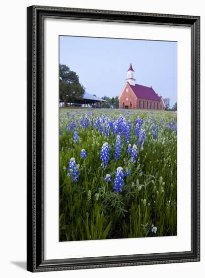 Art Methodist Church and Bluebonnets Near Mason, Texas, USA-Larry Ditto-Framed Photographic Print