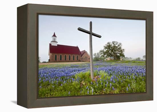 Art Methodist Church and Bluebonnets Near Mason, Texas, USA-Larry Ditto-Framed Premier Image Canvas