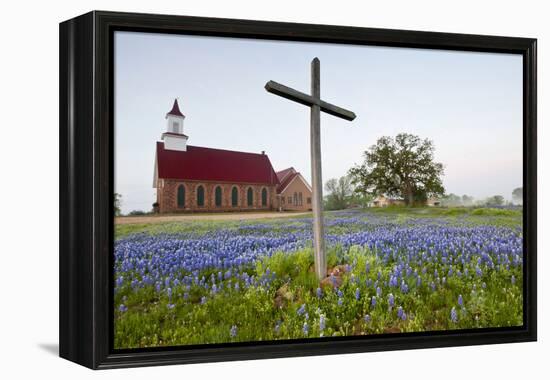 Art Methodist Church and Bluebonnets Near Mason, Texas, USA-Larry Ditto-Framed Premier Image Canvas