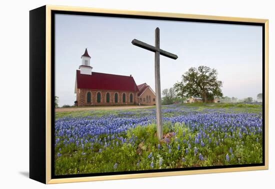 Art Methodist Church and Bluebonnets Near Mason, Texas, USA-Larry Ditto-Framed Premier Image Canvas