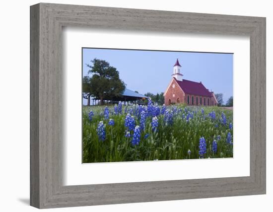 Art Methodist Church and Bluebonnets Near Mason, Texas, USA-Larry Ditto-Framed Photographic Print