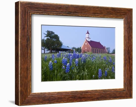 Art Methodist Church and Bluebonnets Near Mason, Texas, USA-Larry Ditto-Framed Photographic Print