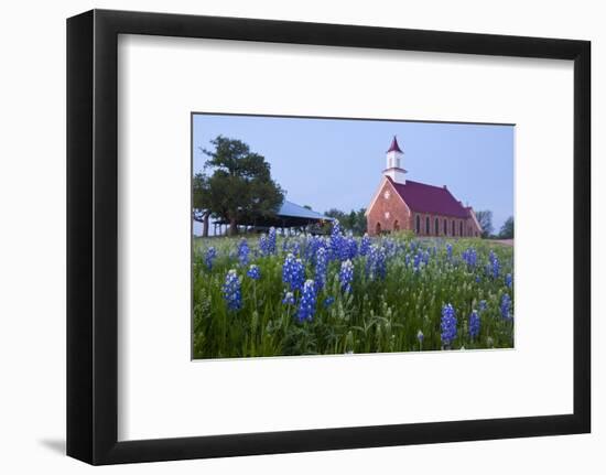 Art Methodist Church and Bluebonnets Near Mason, Texas, USA-Larry Ditto-Framed Photographic Print