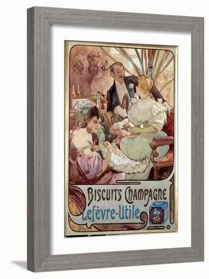 Art Nouveau: Advertising Poster for Biscuits Champagne Produced by Lefevre Utile, 1897 (Poster)-Alphonse Marie Mucha-Framed Giclee Print