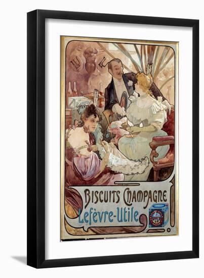 Art Nouveau: Advertising Poster for Biscuits Champagne Produced by Lefevre Utile, 1897 (Poster)-Alphonse Marie Mucha-Framed Giclee Print
