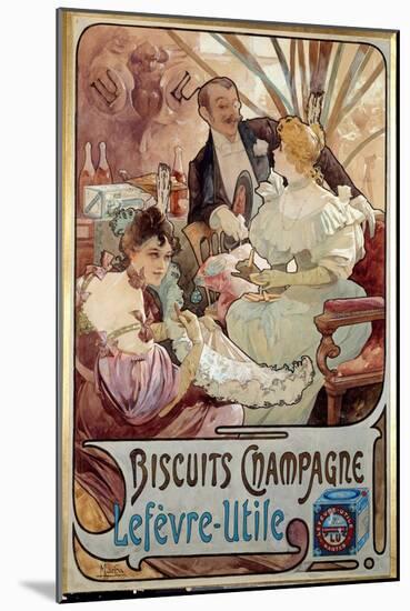 Art Nouveau: Advertising Poster for Biscuits Champagne Produced by Lefevre Utile, 1897 (Poster)-Alphonse Marie Mucha-Mounted Giclee Print