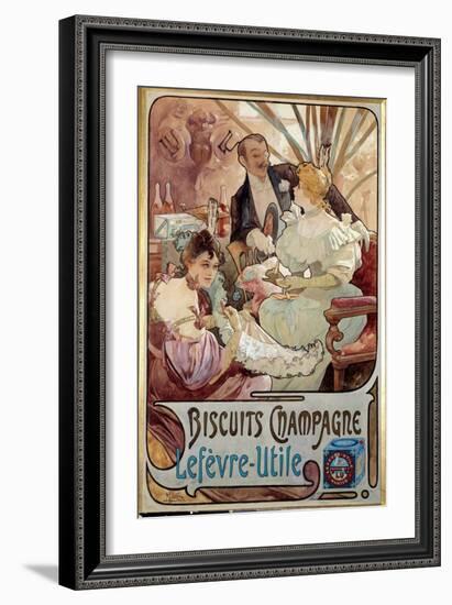 Art Nouveau: Advertising Poster for Biscuits Champagne Produced by Lefevre Utile, 1897 (Poster)-Alphonse Marie Mucha-Framed Giclee Print