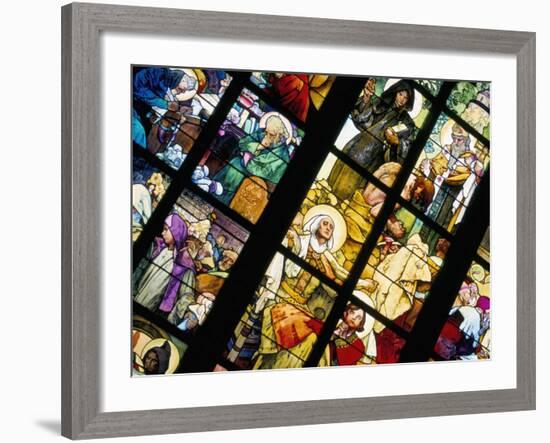 Art Nouveau Artist Alfons Mucha Stained Glass Window, St. Vitus Cathedral, Prague, Czech Republic-Kim Hart-Framed Photographic Print