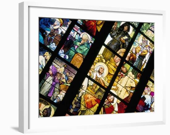 Art Nouveau Artist Alfons Mucha Stained Glass Window, St. Vitus Cathedral, Prague, Czech Republic-Kim Hart-Framed Photographic Print