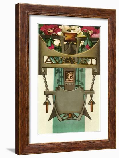 Art Nouveau August, Virgo-null-Framed Art Print