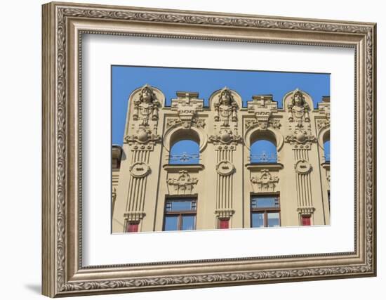 Art Nouveau building on Alberta Street in central Riga, Latvia-Keren Su-Framed Photographic Print