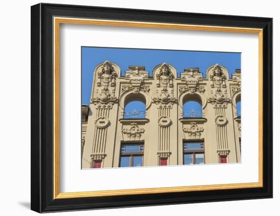 Art Nouveau building on Alberta Street in central Riga, Latvia-Keren Su-Framed Photographic Print