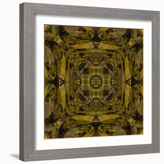 Art Nouveau Colorful Ornamental Vintage Pattern in Gold and Green Colors-Irina QQQ-Framed Art Print