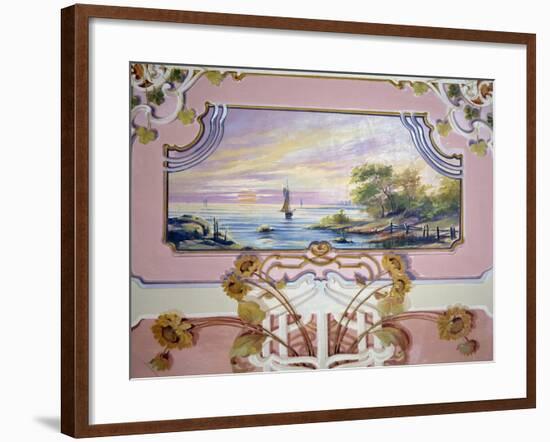 Art Nouveau Decoration with Seascape-null-Framed Giclee Print