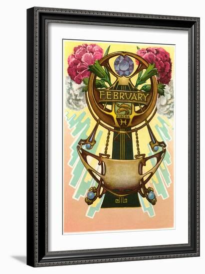 Art Nouveau February, Pisces-null-Framed Art Print