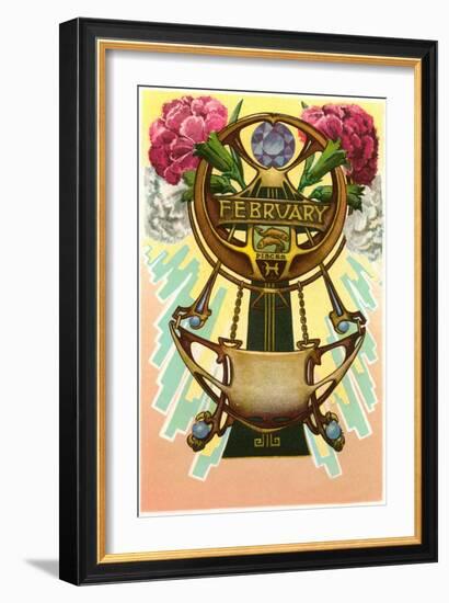 Art Nouveau February, Pisces-null-Framed Art Print