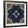 Art Nouveau Geometric Ornamental Vintage Pattern in Beige and Blue Colors-Irina QQQ-Framed Art Print