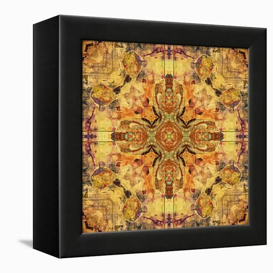 Art Nouveau Geometric Ornamental Vintage Pattern in Beige and Brown Colors-Irina QQQ-Framed Stretched Canvas