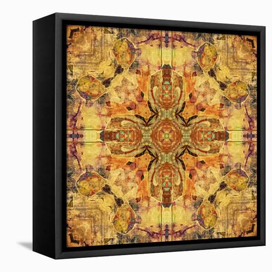 Art Nouveau Geometric Ornamental Vintage Pattern in Beige and Brown Colors-Irina QQQ-Framed Stretched Canvas