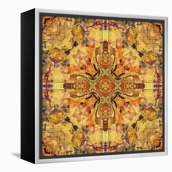 Art Nouveau Geometric Ornamental Vintage Pattern in Beige and Brown Colors-Irina QQQ-Framed Stretched Canvas