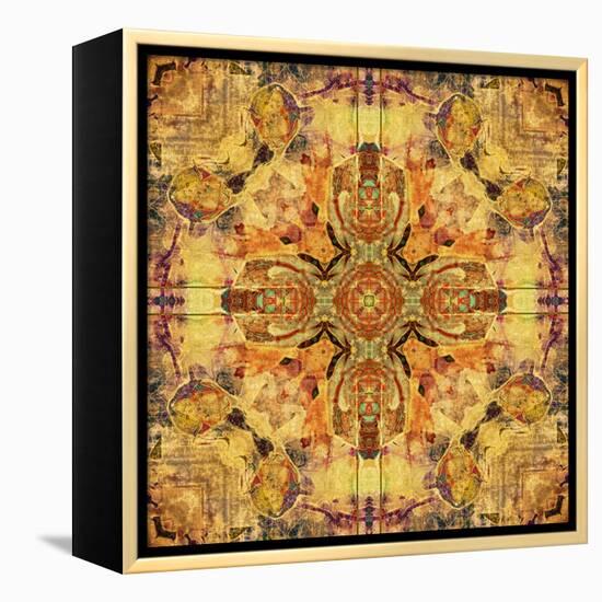 Art Nouveau Geometric Ornamental Vintage Pattern in Beige and Brown Colors-Irina QQQ-Framed Stretched Canvas