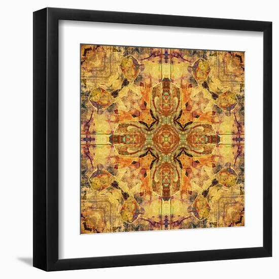 Art Nouveau Geometric Ornamental Vintage Pattern in Beige and Brown Colors-Irina QQQ-Framed Art Print