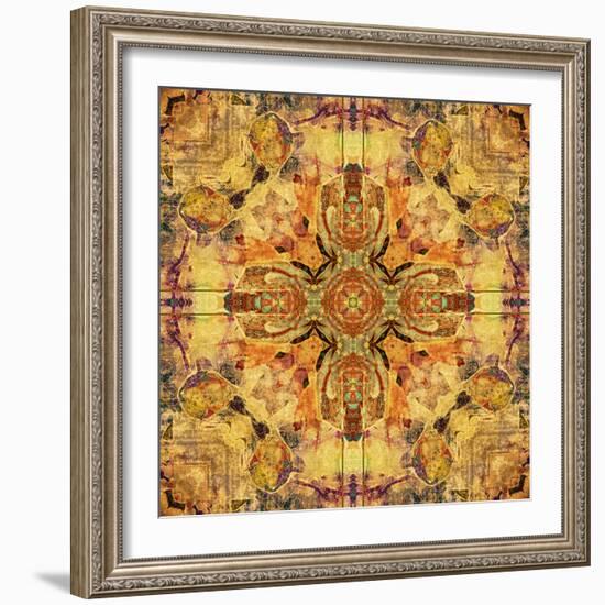 Art Nouveau Geometric Ornamental Vintage Pattern in Beige and Brown Colors-Irina QQQ-Framed Art Print