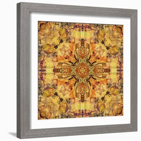 Art Nouveau Geometric Ornamental Vintage Pattern in Beige and Brown Colors-Irina QQQ-Framed Art Print